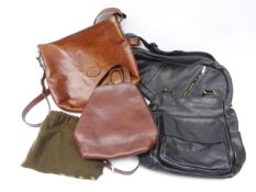 The Bridge leather cross body handbag with dust bag, Tula black leather handbag, leather backpack,