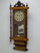 Late 19th century American style rosewood and Tunbridge ware wall clock,