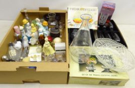 Collection of figural glass perfume bottles, lacking contents, mostly Avon, pressed glass,