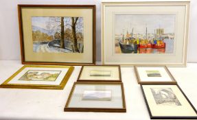 Rural Landscapes, three watercolours signed by F.
