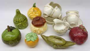 Sylvac and other matching sauce pots and covers comprising Cucumber, Apple Sauce, Beetroot, Bread,