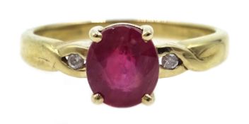 9ct gold ruby and diamond ring, hallmarked Condition Report Approx 2.