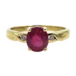 9ct gold ruby and diamond ring, hallmarked Condition Report Approx 2.