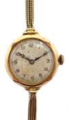 Early 20th century 9ct gold Swiss made wristwatch, case by Aaron Lufkin Dennison,