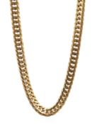 Heavy 9ct gold flattened chain necklace hallmarked approx 77gm 56cm Condition Report