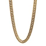 Heavy 9ct gold flattened chain necklace hallmarked approx 77gm 56cm Condition Report