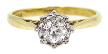 Gold single stone diamond ring, stamped 18ct, diamond approx 0.