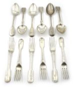 Set of six Victorian fiddle pattern dessert forks by Chawner & Co,