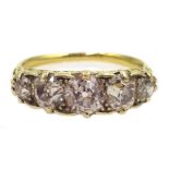 Graduating five stone champagne diamond 18ct gold (tested) ring Condition Report