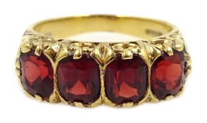 18ct gold four stone garnet ring, hallmarked Condition Report Approx 8.