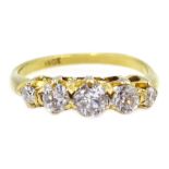 Gold graduating five stone diamond ring, stamped 18ct Condition Report Approx 2.