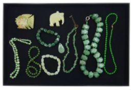 Heavy geometric jade necklace, jade and similar bead jewellery,
