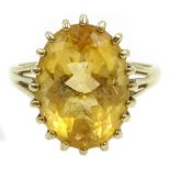 Gold oval citrine ring, hallmarked 9ct Condition Report Approx 4.