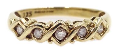 Gold five stone diamond ring, hallmarked 9ct Condition Report Approx 2.