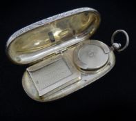 Edwardian silver sovereign and stamp case, engraved leaf decoration by George Unite,