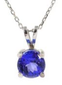 18ct white gold tanzanite solitaire pendant necklace,