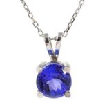 18ct white gold tanzanite solitaire pendant necklace,