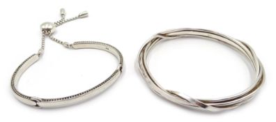 Links of London silver articulated Narrative bracelet hallmarked and a silver twisted bangle