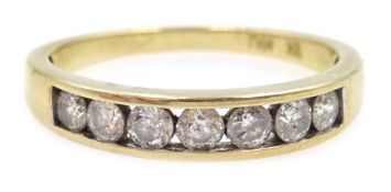 Gold seven stone diamond ring, stamped 10K Condition Report Approx 2.