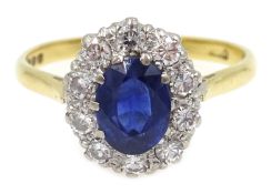 Sapphire and diamond cluster ring, hallmarked 18ct Condition Report N-O, 3.