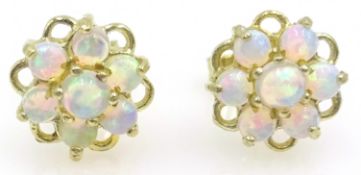 9ct gold opal flower stud earrings,