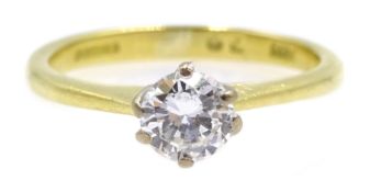 18ct gold single stone diamond ring, hallmarked, diamond approx 0.