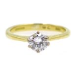 18ct gold single stone diamond ring, hallmarked, diamond approx 0.