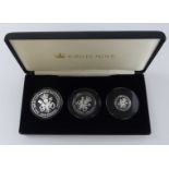 'The Queen Elizabeth II 90th Birthday Solid Silver Proof Coin Collection' set of three coins,