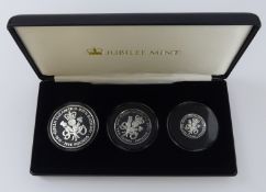 'The Queen Elizabeth II 90th Birthday Solid Silver Proof Coin Collection' set of three coins,