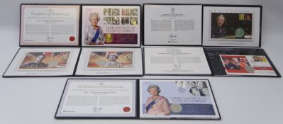 Six silver coin covers; 2002 'Queen Elizabeth II's Golden Jubilee' silver five pounds,