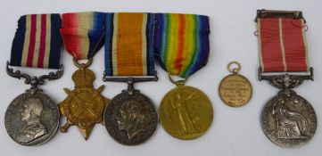 WWI military medal group of four comprising 1914-15 Star awarded to 19401 Pte. F.W.Salt Suff.R.