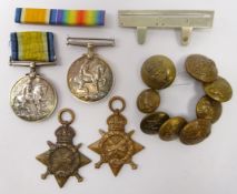 Two WWI War medals awarded to 'M. Z. 2160. C. S. ELLIOTT. A.B.R.N.V.R.' and '15958 A.CPL. J.SLATER.