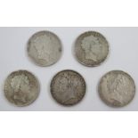 Four George III crowns, three dated 1818,