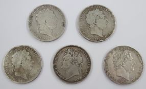 Four George III crowns, three dated 1818,