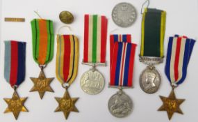 Collection of WWII medals including; defence and war medals, The 1939-1945 star, Africa,