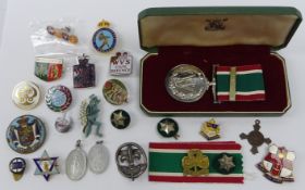1940's Vermin Club badge, WRVS Long Service Medal and badges, other pin and button badges incl.