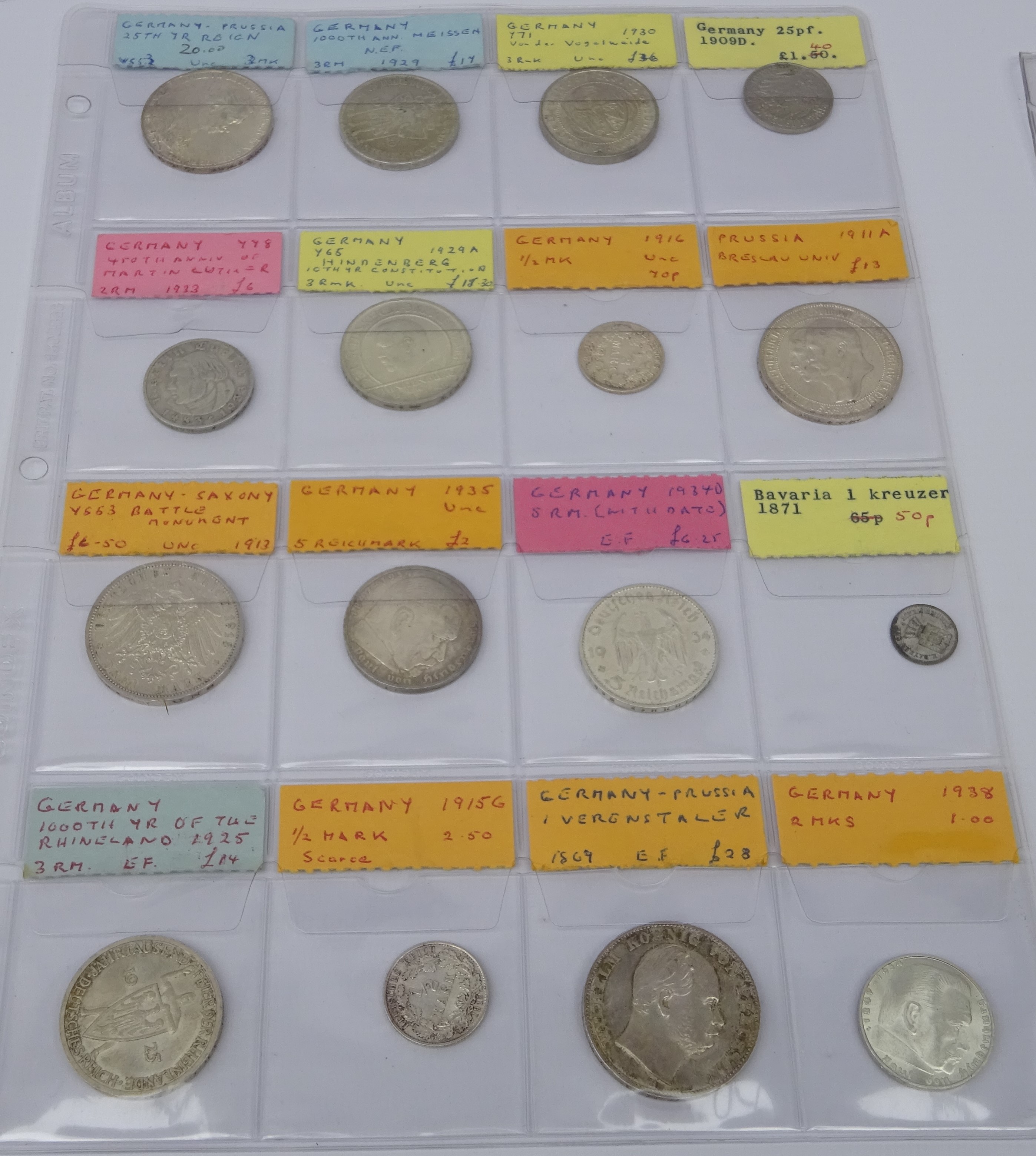 Collection of Prussian and German coins including; 1901 five marks, 1908 five marks, - Image 2 of 4