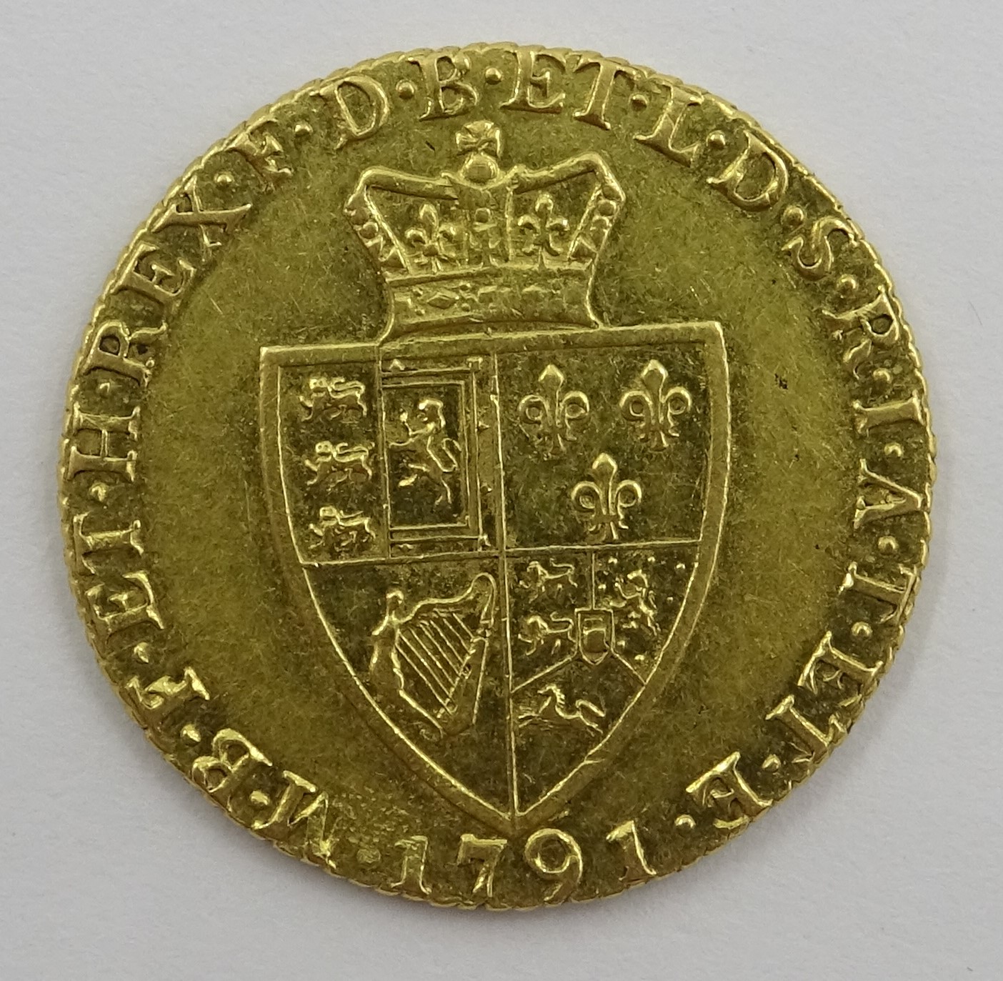 George III 1791 gold 'spade' Guinea, fifth head Condition Report <a href='//www. - Image 2 of 2