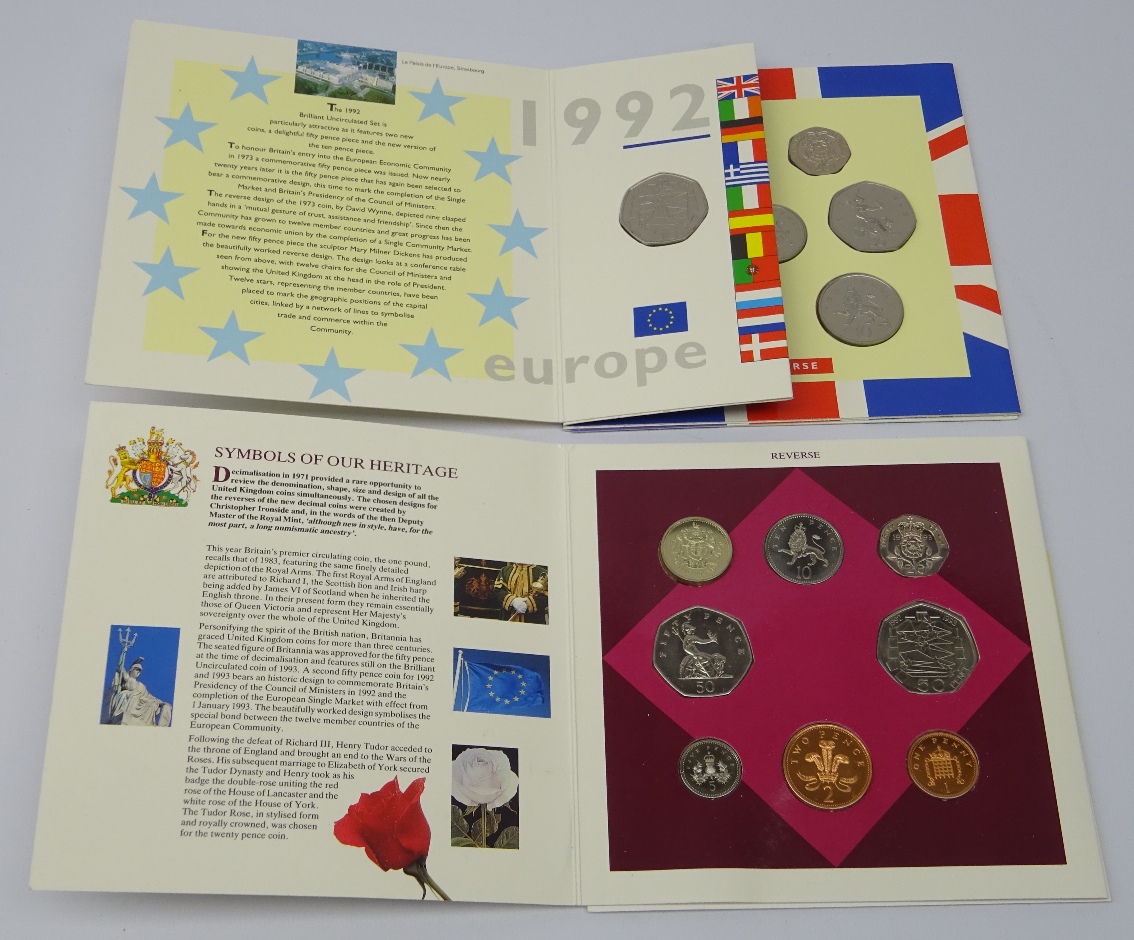 1992 and 1993 United Kingdom Brilliant Uncirculated coin collections,