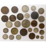 Collection of King George III and later coinage including George III 1797 cartwheel penny,