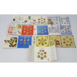 Nine United Kingdom brilliant uncirculated coin collections; 1983, 1985, 1986, 1987, 1988, 1989,