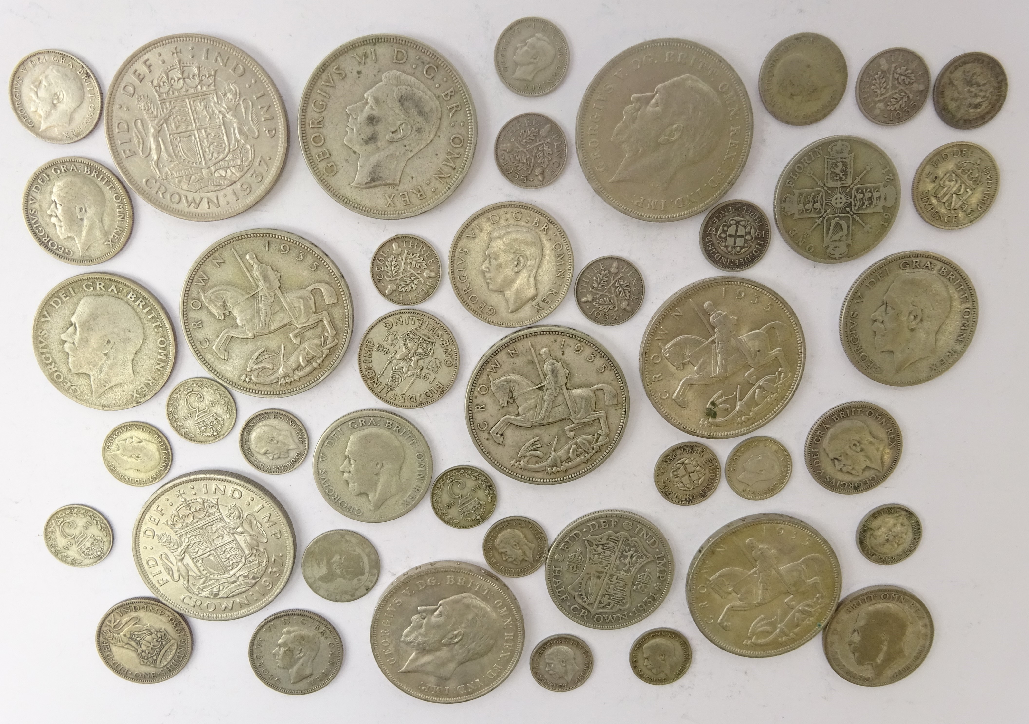 Over 380 grams of pre 1947 Great British silver coins,