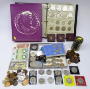 Collection of Great British and World coins including; commemorative crowns,