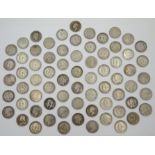 Sixty-nine pre 1920 British silver one shilling coins including; 1819, three 1826, 1871, 1872, 1873,