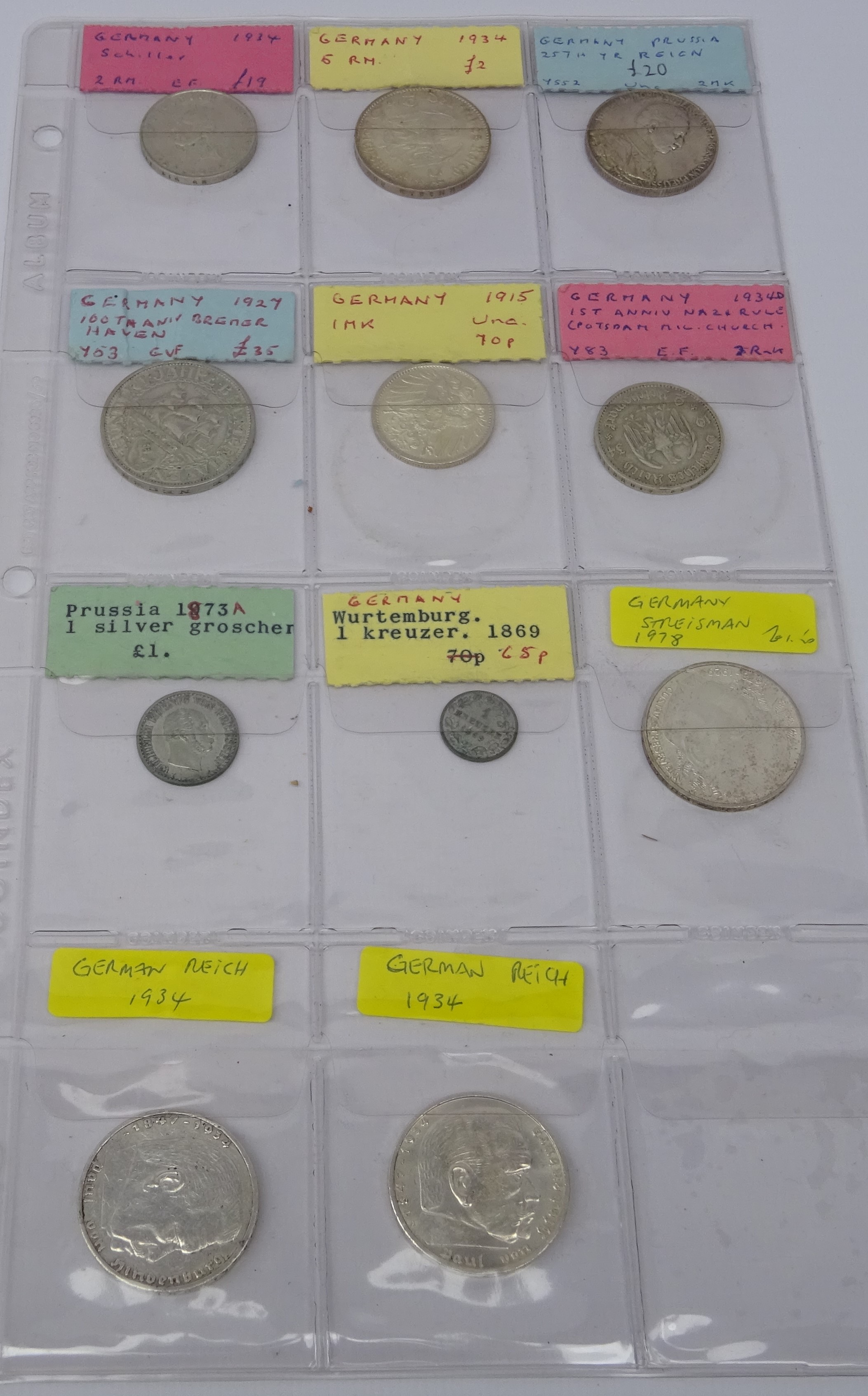 Collection of Prussian and German coins including; 1901 five marks, 1908 five marks, - Image 4 of 4