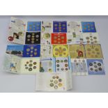 Thirteen United Kingdom brilliant uncirculated coin collections; 1982,1983, 1984, 1985, 1986, 1987,