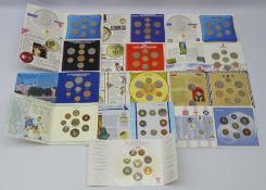 Thirteen United Kingdom brilliant uncirculated coin collections; 1982,1983, 1984, 1985, 1986, 1987,