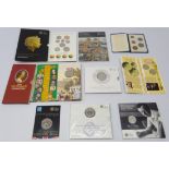 Collection of modern commemorative coins and coin sets; Royal Mint pre-decimal coin collection,
