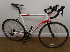 Willier Montegrappa road bike, carbon front forks, eighteen speed gears,