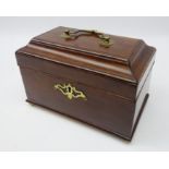 George III mahogany three division tea caddy,